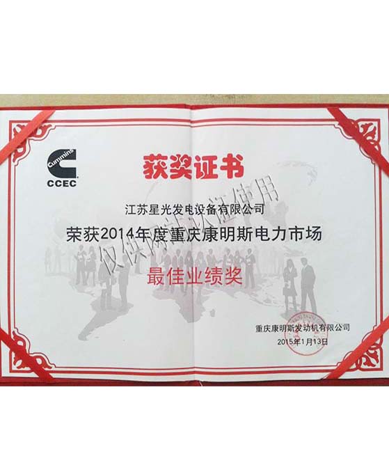 康明斯最佳業(yè)績獎(jiǎng)